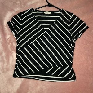 Black and White Striped Crop Top